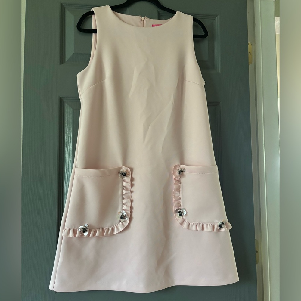 Betsey Johnson Techno Knit Sleeveless mini dress in Pink Mimosa size 10 - Picture 1 of 5